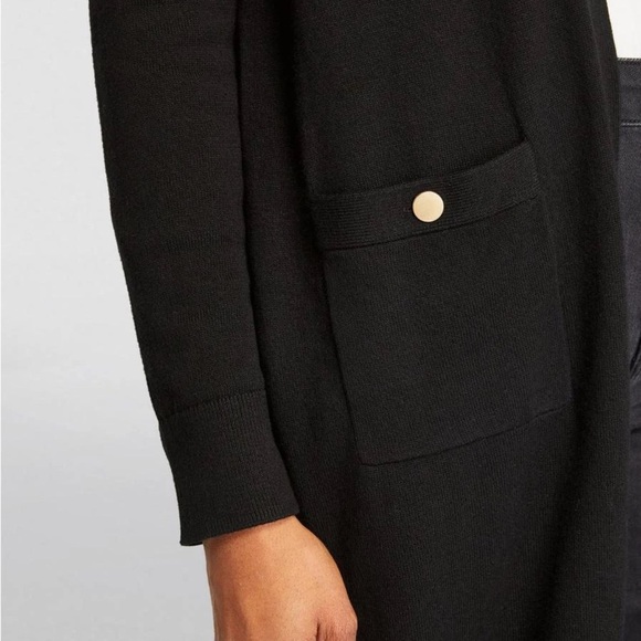 L'AGENCE Lesia Silk Back Long line Cardigan Duster Black Grunge maximalist xs - Picture 15 of 15